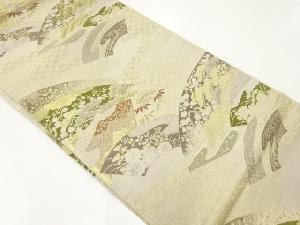 アンティーク　地紙に松竹梅模様織出し袋帯（材料）